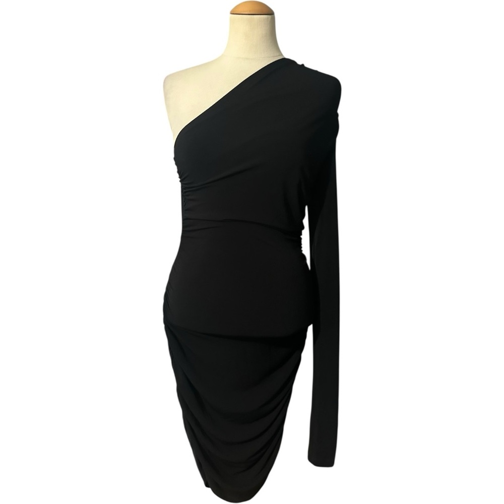 The Andamane One Shoulder Bodycon Dress Black